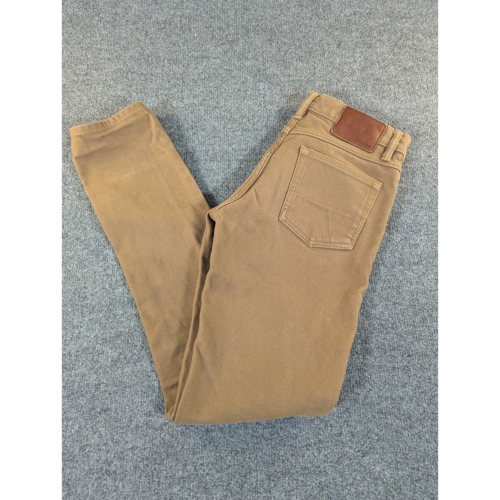 Gustin Slim Fit Pants Mens 31 Camel Button Fly Made in USA California Sewn #2438